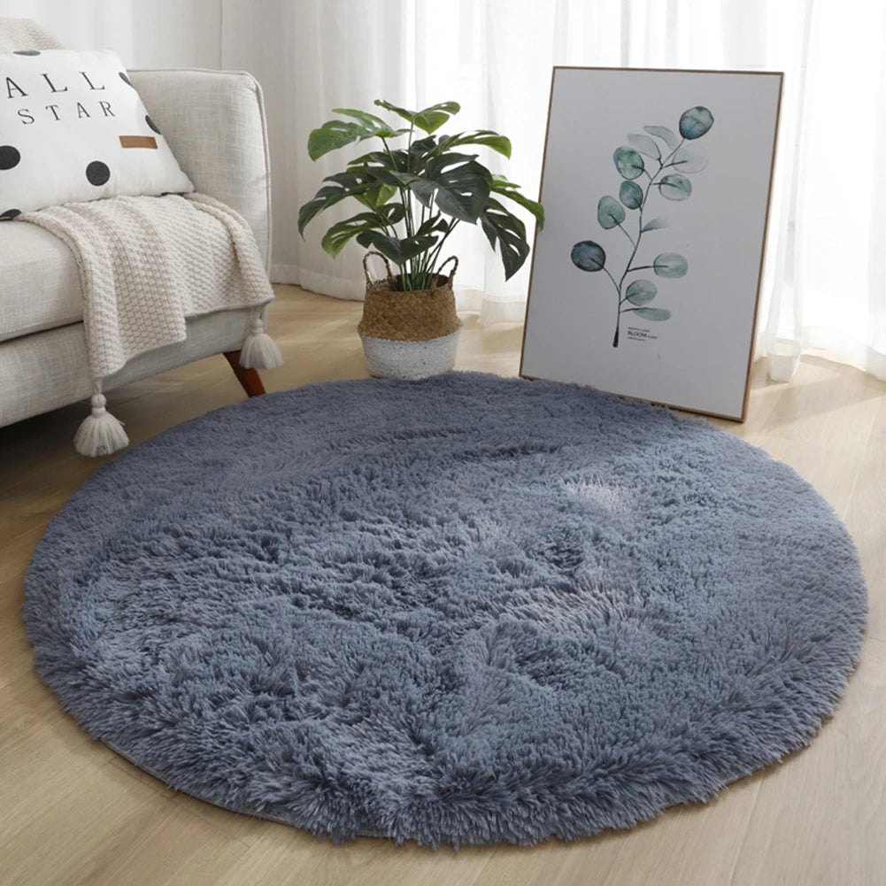 40/60/80cm Small Round Shaggy Rug Soft Anti-Skid Mat Living Room Bedroom Carpet Home Decor Winter Colorful Tie Dye Print Rugs