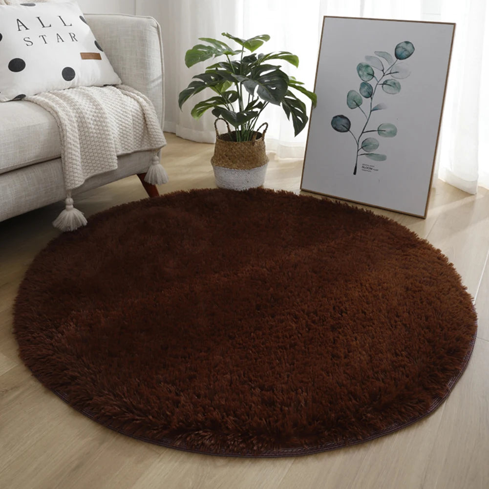 40/60/80cm Small Round Shaggy Rug Soft Anti-Skid Mat Living Room Bedroom Carpet Home Decor Winter Colorful Tie Dye Print Rugs