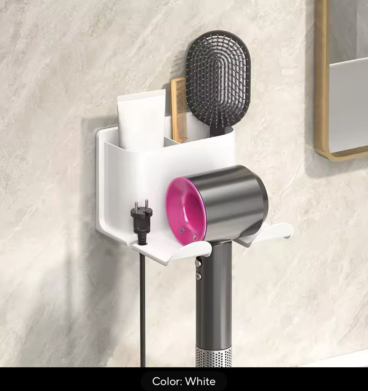 1pc Hair Dryer Holder Wall Mounted Hair Straightener Dryer Hair Stand Bathroom Organizer Shelves Bathroom Organization Shelves