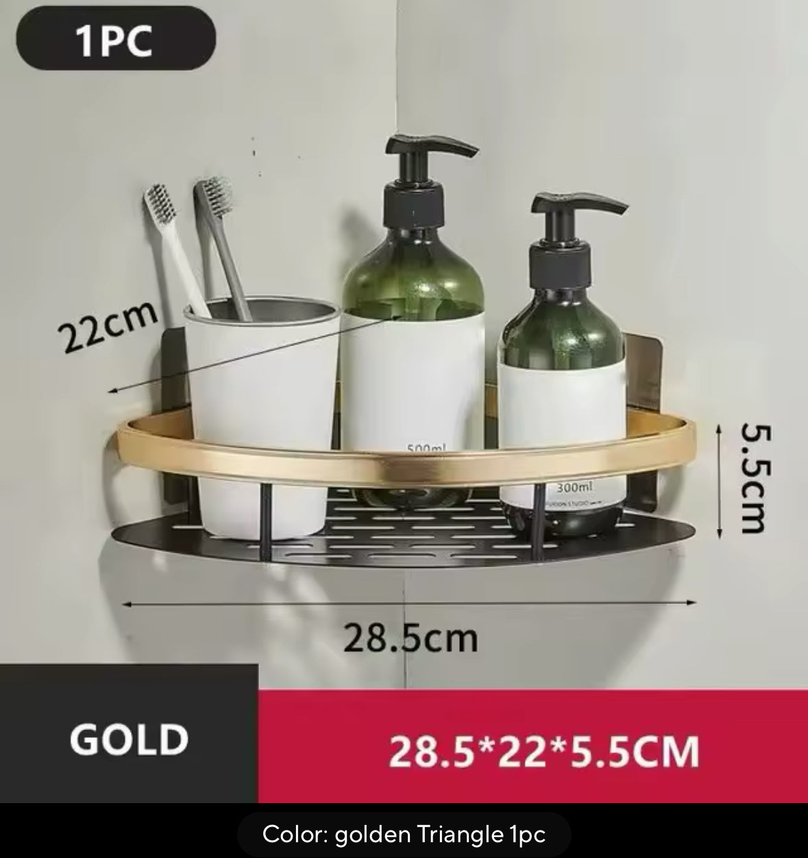 Bathroom Shelf No Drill Wall Mounted Shampoo Bottle Shower Corner Rack Toilet Storage Rack Aluminum Bathroom Kitchen Accessories