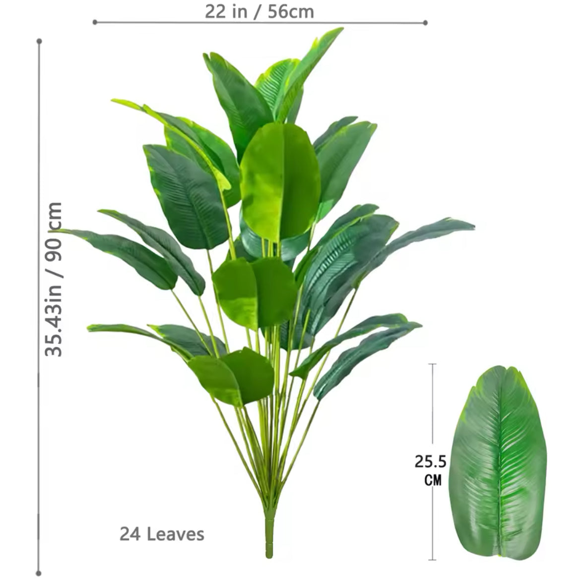 65-120cm(47.2in) Artificial Tropical Palm Tree Fake Banana Plant Leaves Real Touch Strelitzia Plastic Plant for Home Garden
