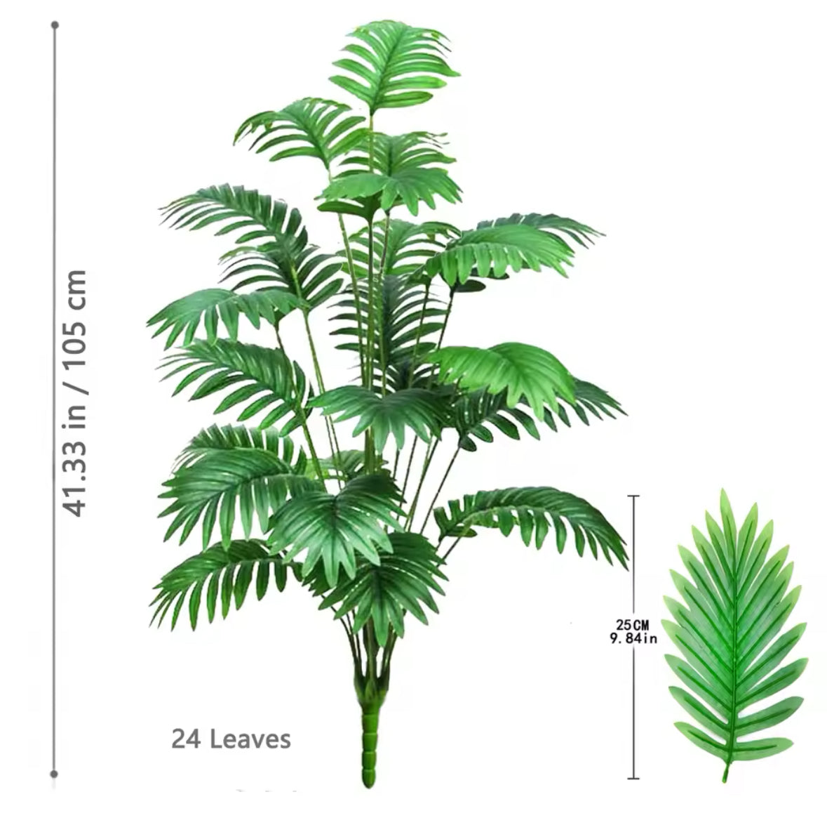 52-125cm/49.2in Artificial Palm Tree Tropical Fake Plant Green Plastic Palm Leaf Branches Suitable for Home Garden Decoration