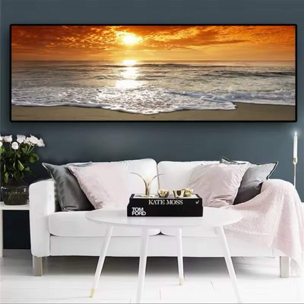 Sunsets Beach Landscape Posters and Prints Canvas Painting Panorama Scandinavian Wall Art Picture for Living Room