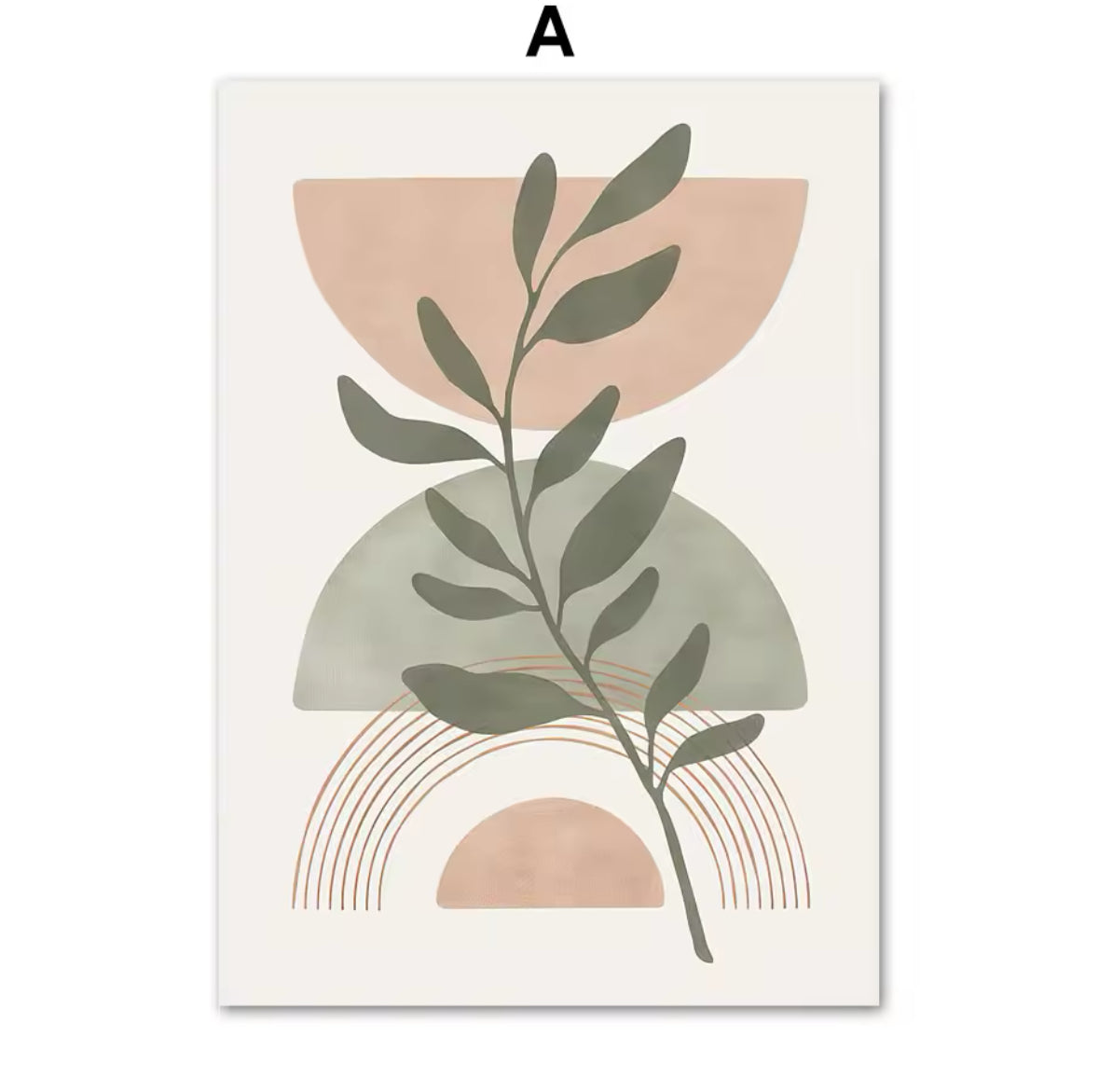 Boho Green Leaf Sun Rainbow Geometry Wall Art Canvas Painting Abstract Lines Posters And Prints Pictures For Living Room Decor