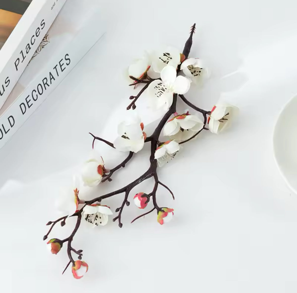 Bonsai Silk Flowers Plum Blossoms Artificial Plant Fake Flowers Pot Flores Sakura Tree Branches Home Room Decoration
