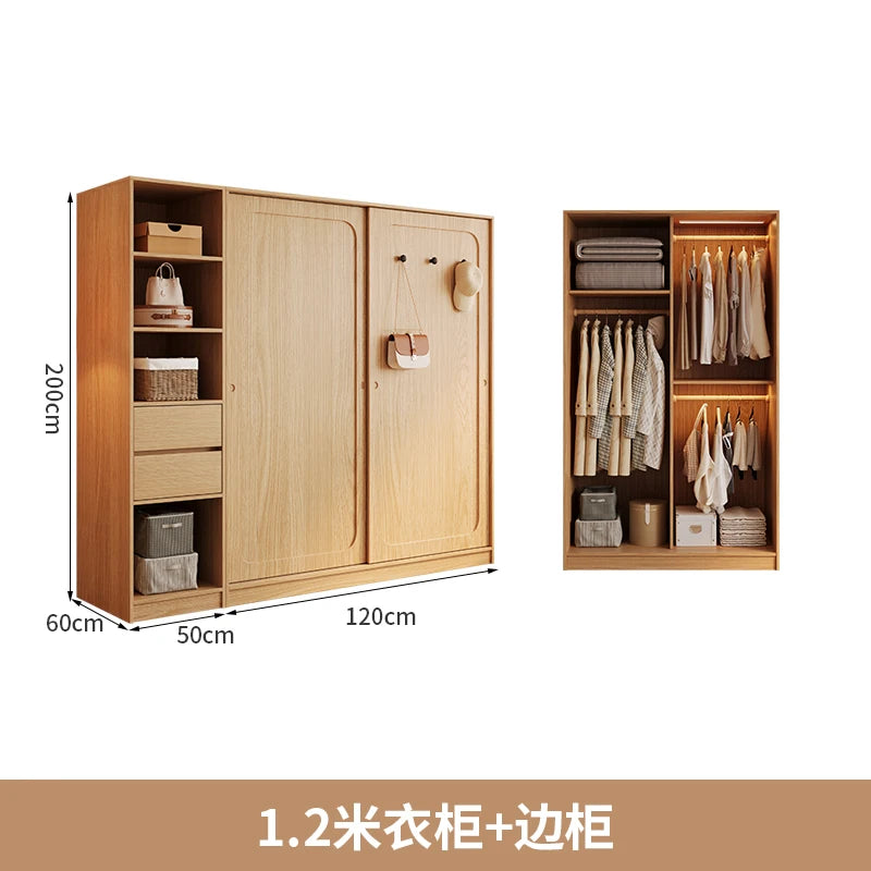 Automatic Light Wardrobe Essentials Stackable Sliding Door Organizer Closet Bedroom Storage Wooden Guarda Roupas Furniture Home