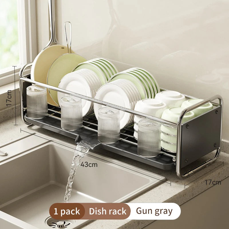 Multifunctional Kitchen Sink Next to The Bowl Drain Tray Rack Sink Storage Dishes Narrow Drying Dishes and Chopsticks Holder