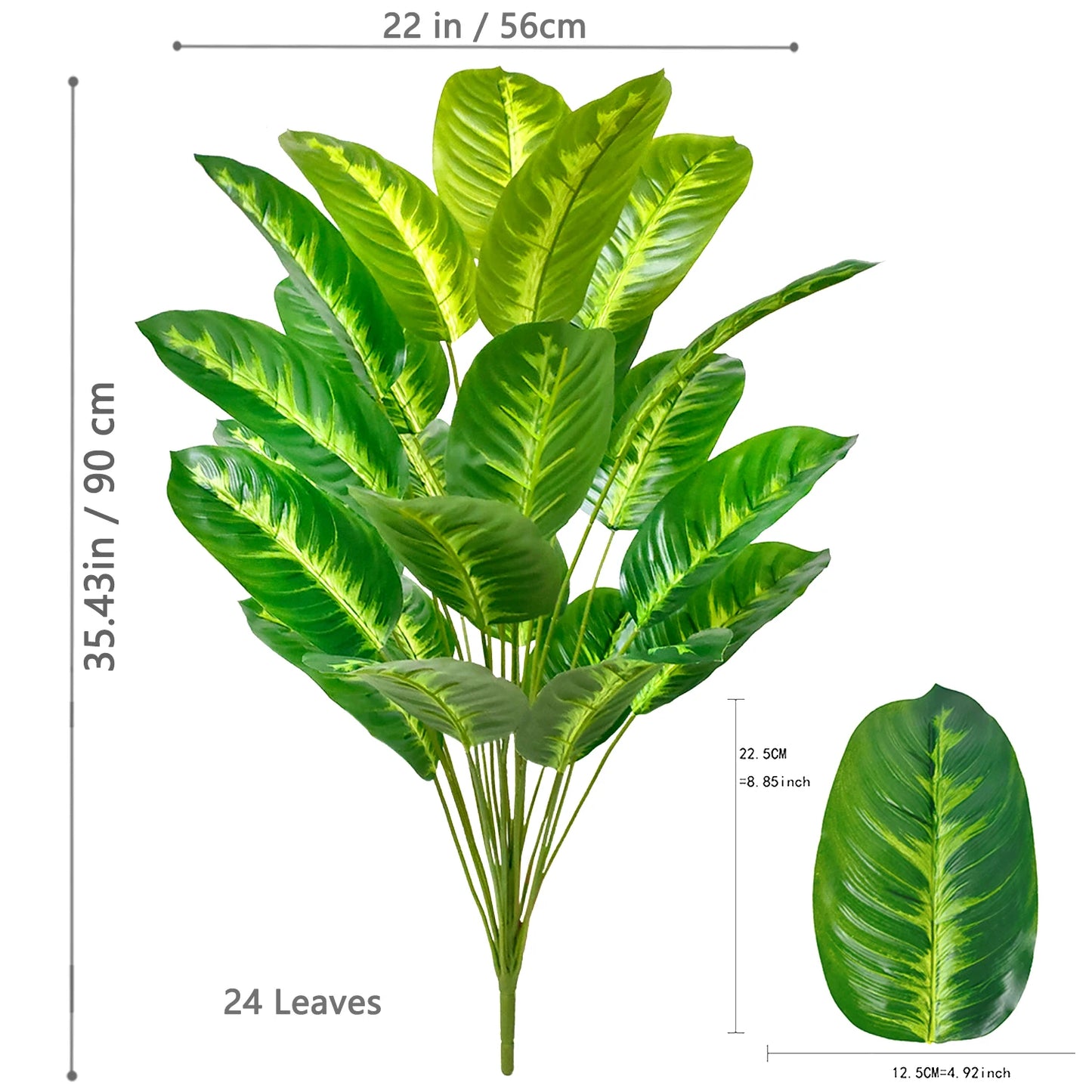 65-125cm 24 Leaf Large Tropical Palm Tree Fake Banana Plant Leaves Real Touch Strelitzia Reginae Plastic Plant for Home Garden