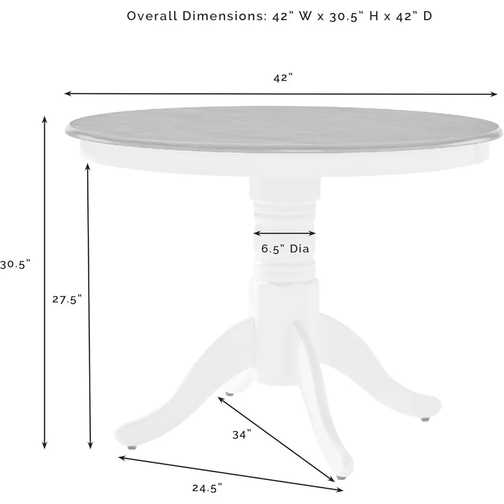 Shelby Traditional Round Wood Dining Room Table, Distressed White