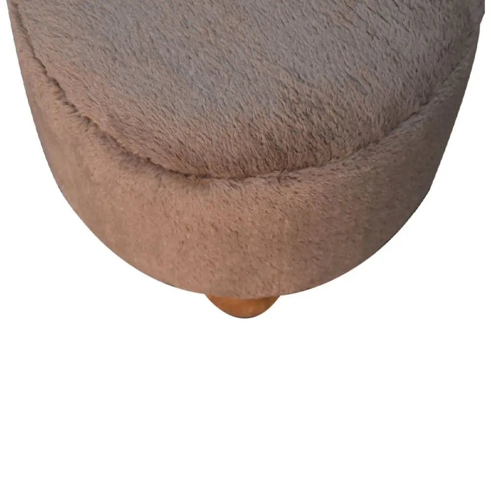 Mocha Faux Fur Round Ball Footstool, Step Stool, stool,Suitable for bedrooms and living rooms, space saving furniture,
