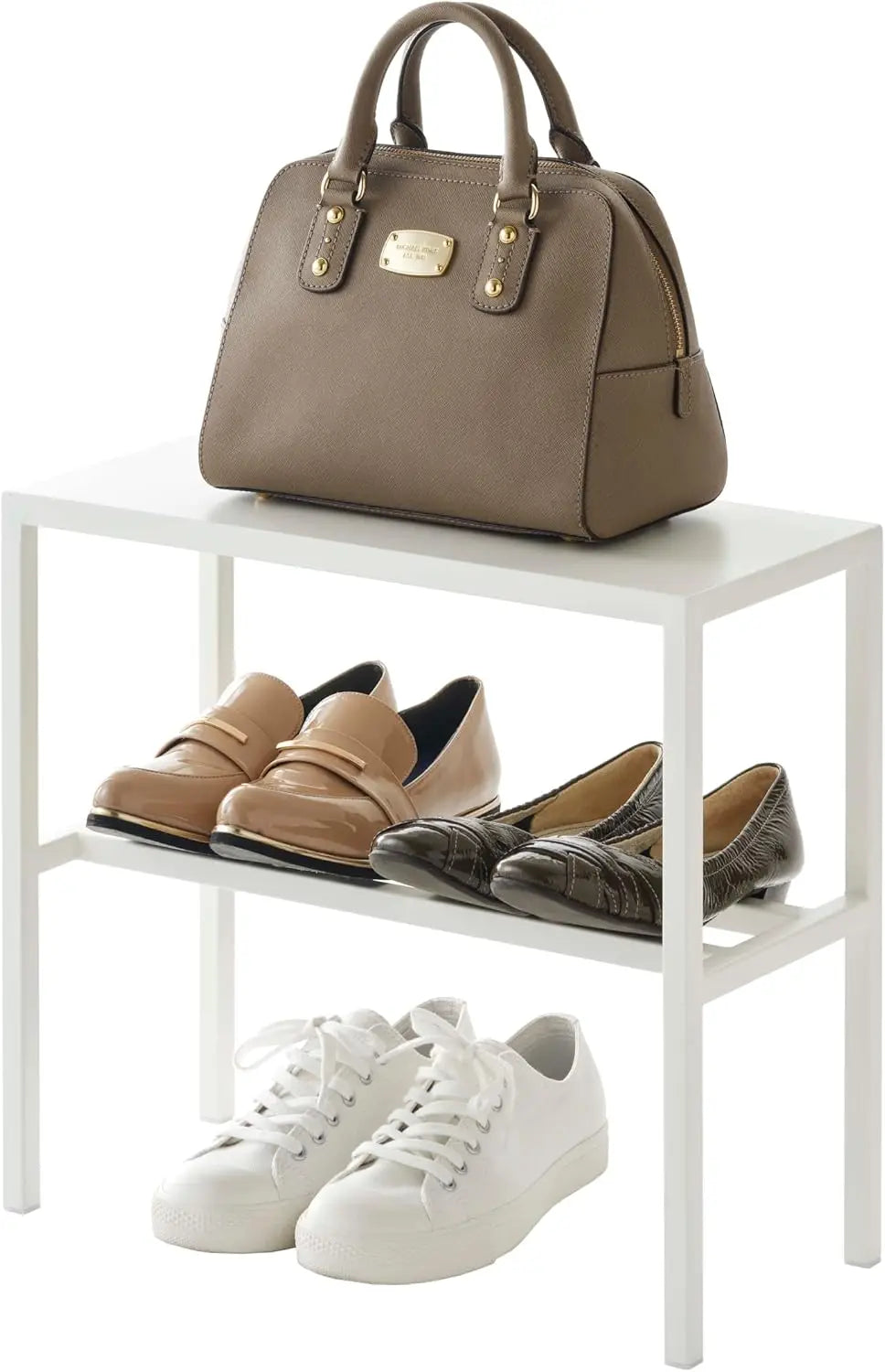 Home Tower 2-Tier Entryway Shoe Organizer, 16"" - Steel - Holds 4 Pairs Of Shoes