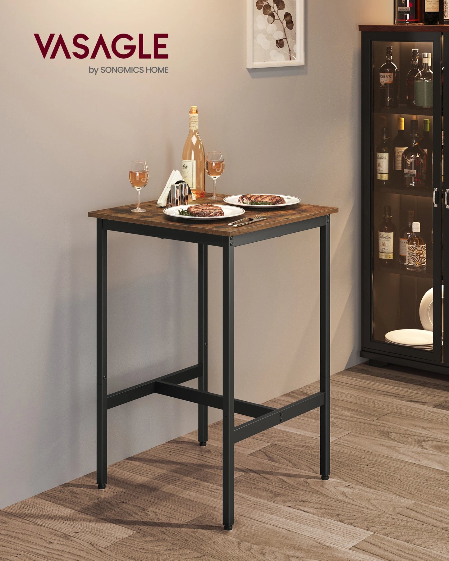 VASAGLE Bar Table, Small Kitchen Dining Table, High Top Pub Table, Height Cocktail Table for Living Room Party