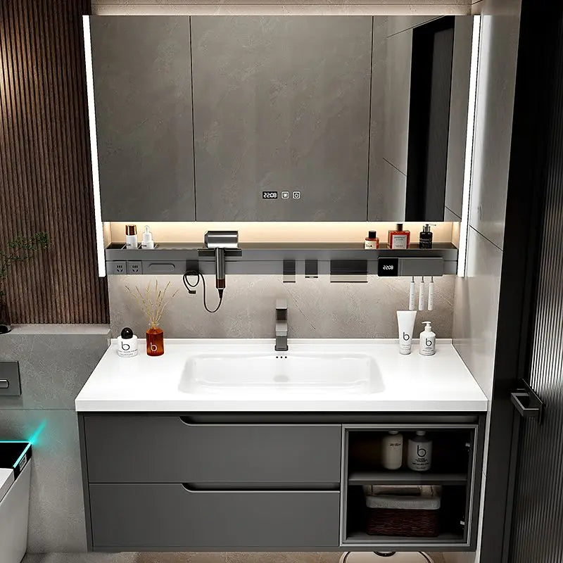 Modern Simple Bathroom Vanities Solid Wood Light Vanity Vanity Bathroom Vanities Partition Drawer Mobiletto Bagno Furniture