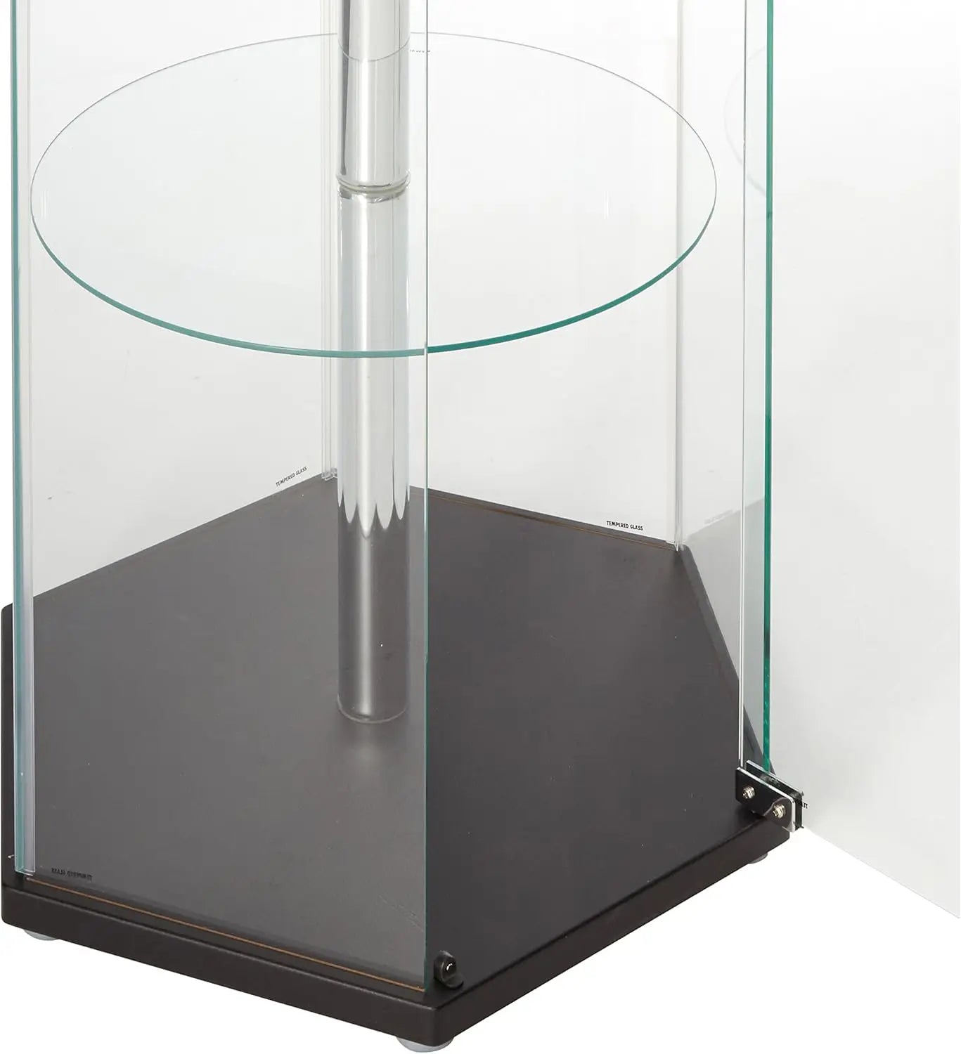 Coaster Hexagon Curio Cabinet: 3 Round Shelves, Glass, 24"D x 24"W x 63.5"H, Black, Traditional Design