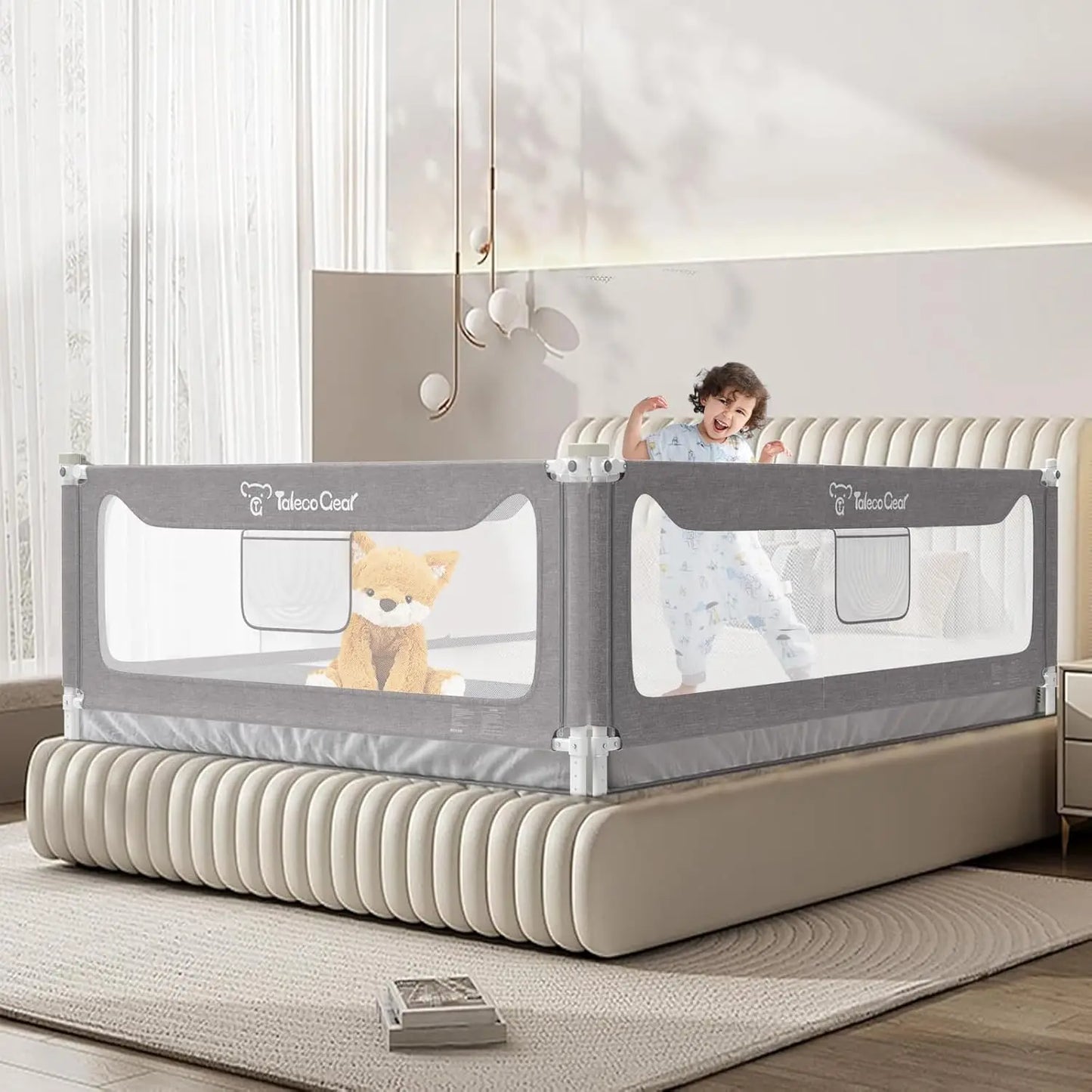 Bed Rail For Toddlers, Stable Protective Bed Side Rails, Baby Bedrail Guard For Twin Full Queen & King Size Bed (78.7 H, 1