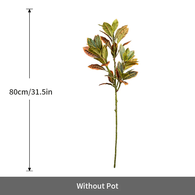120cm Large Fake Ficus Tree Artificial Tropical Rubber Plants Plastic Codiaeum Tree Leaves Autumn Leafs for Home Garden Decor
