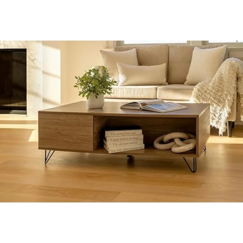Modern Farmhouse Coffee Table with Storage Grey