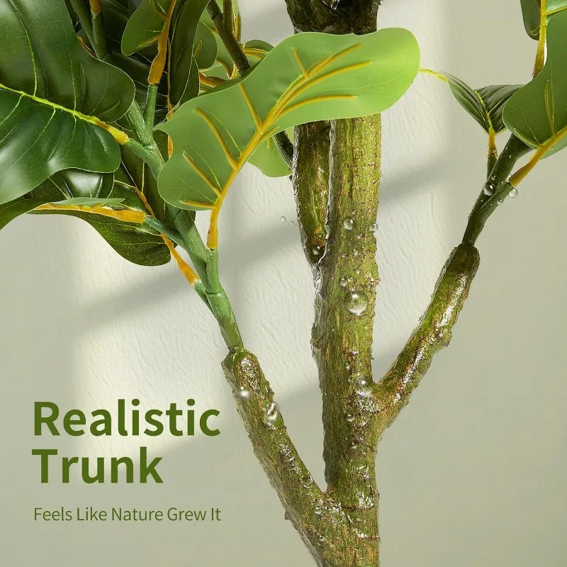 Garden 4.3ft Artificial Fiddle Leaf Fig Trees, 51in Tall Faux Plants with Pots, Indoor Outdoor Greenery for Home Office Li