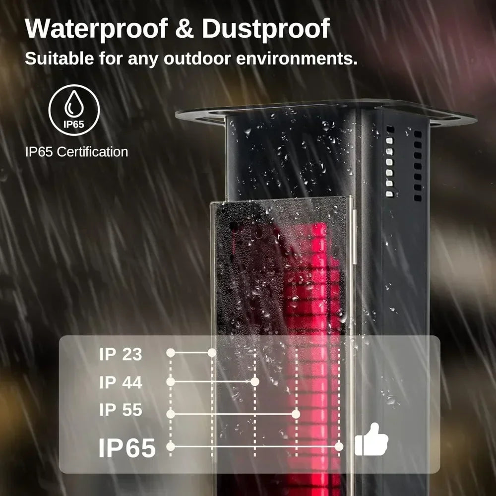 Terrace Heater Electric Heating, 1500W Vertical Outdoor Heater, Equipped with Nanocrystalline Glass Ceramic, Fast Heating