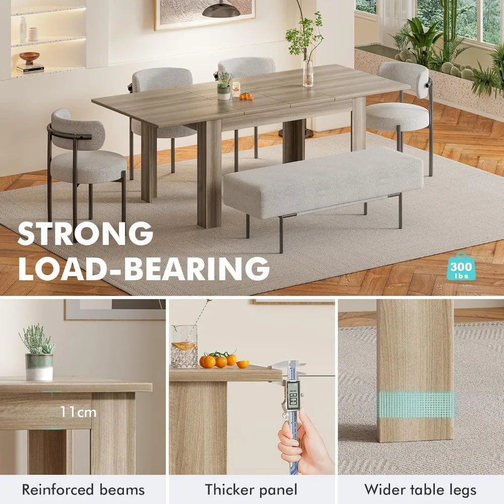 Dining Room Table for 6-10 Person, Plank and Beam Farmhouse Large Rectangular Kitchen Tables for Living Meeting Room