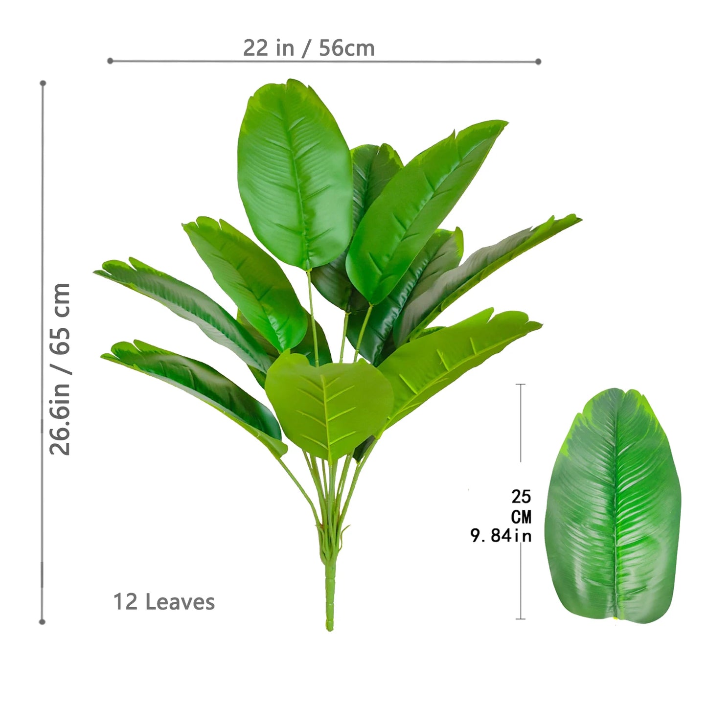 65-125cm 24 Leaf Large Tropical Palm Tree Fake Banana Plant Leaves Real Touch Strelitzia Reginae Plastic Plant for Home Garden