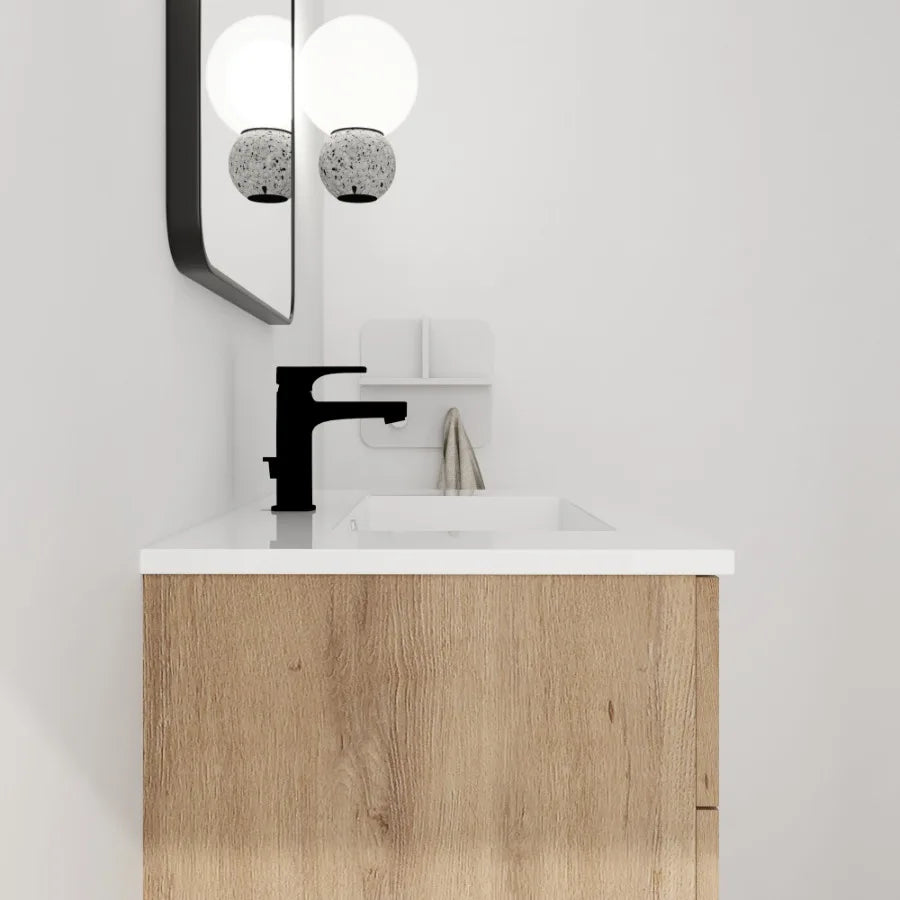 30 Inch Wall Mounting Bathroomg Vanity With Sink Soft Close Drawer and Side ShelfGBVB01430IMOGRB3020MOWH