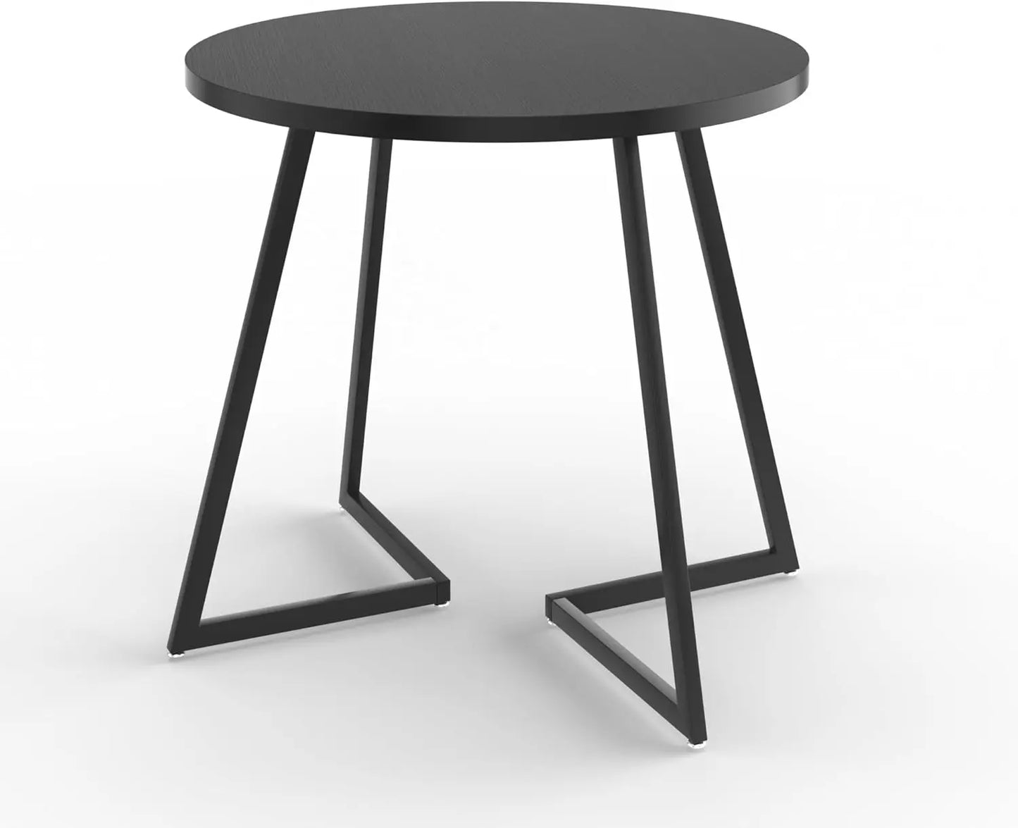Round Dining Room Table with Wood Grain Tabletop and Steel Frame, for Kitchen, Living Room, Office, Conference,