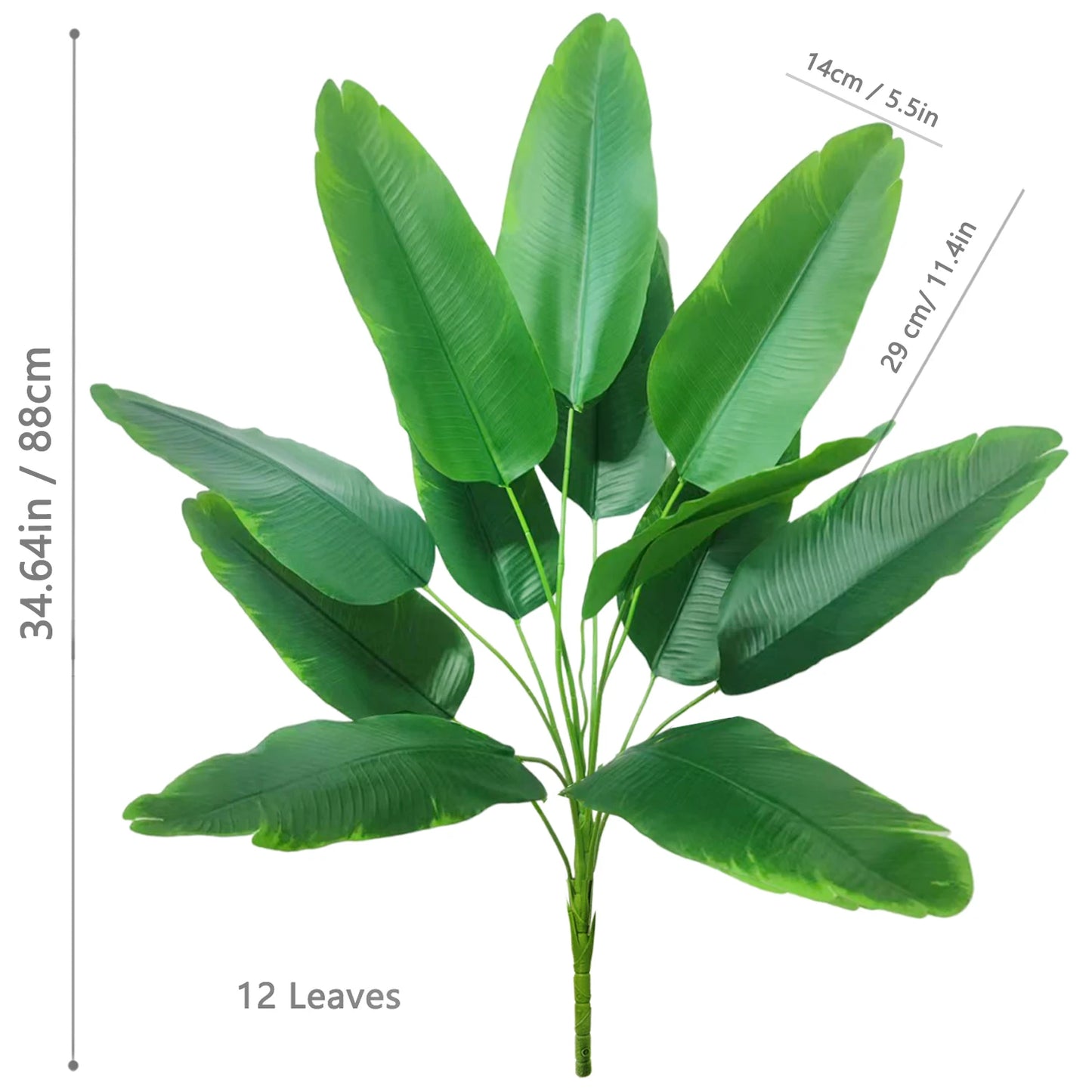 65-125cm 24 Leaf Large Tropical Palm Tree Fake Banana Plant Leaves Real Touch Strelitzia Reginae Plastic Plant for Home Garden