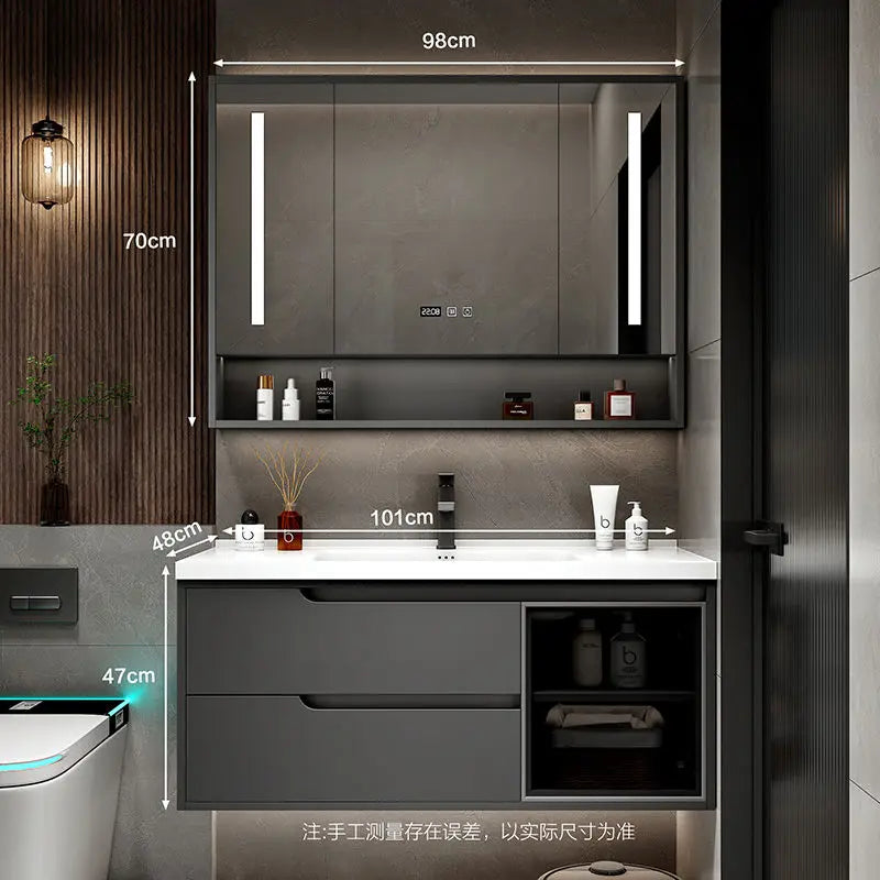 Modern Simple Bathroom Vanities Solid Wood Light Vanity Vanity Bathroom Vanities Partition Drawer Mobiletto Bagno Furniture