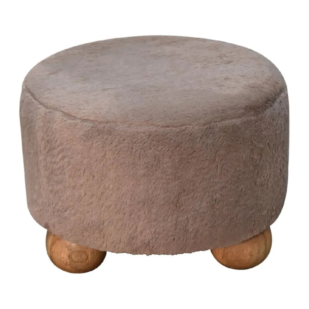 Mocha Faux Fur Round Ball Footstool, Step Stool, stool,Suitable for bedrooms and living rooms, space saving furniture,