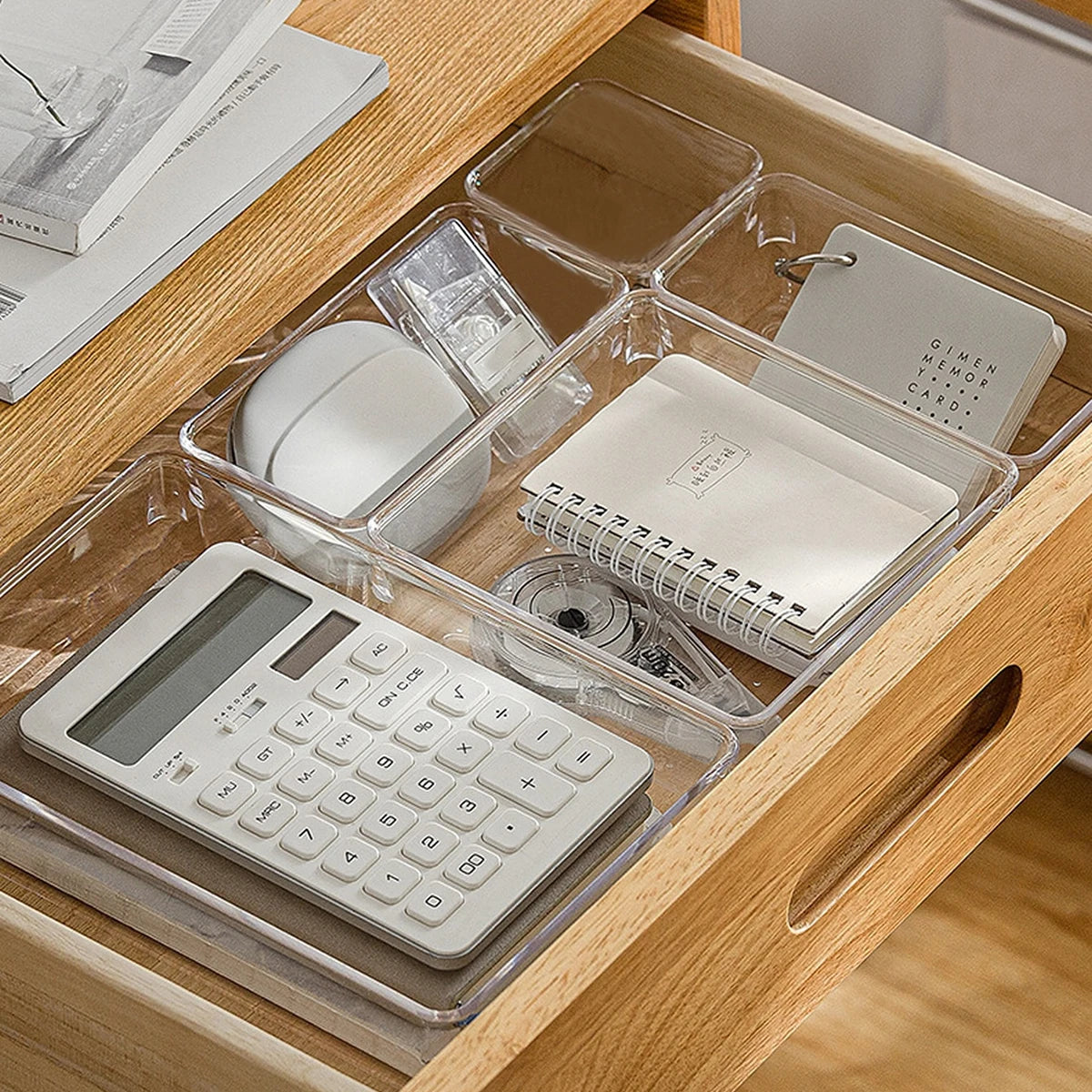 7 件套 Desk Drawer Organizers Set Plastic Bathroom Storage Makeup Organizer Clear Transparent Storage Box Drawer Organizer