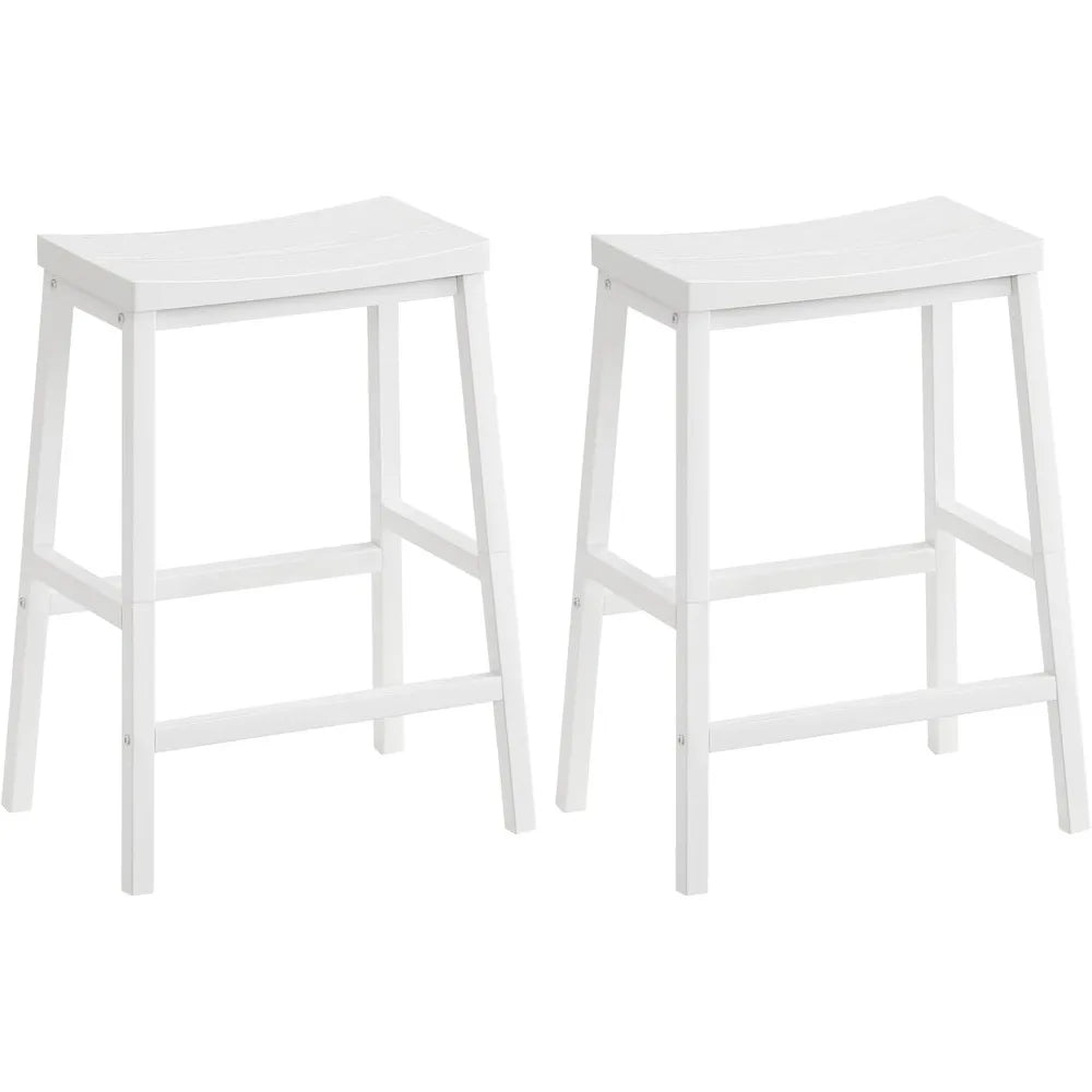 Set of 2 Industrial Bar Stools – 23.6" Rustic Brown/Black Saddle Seats with Footrests for Kitchen & Dining
