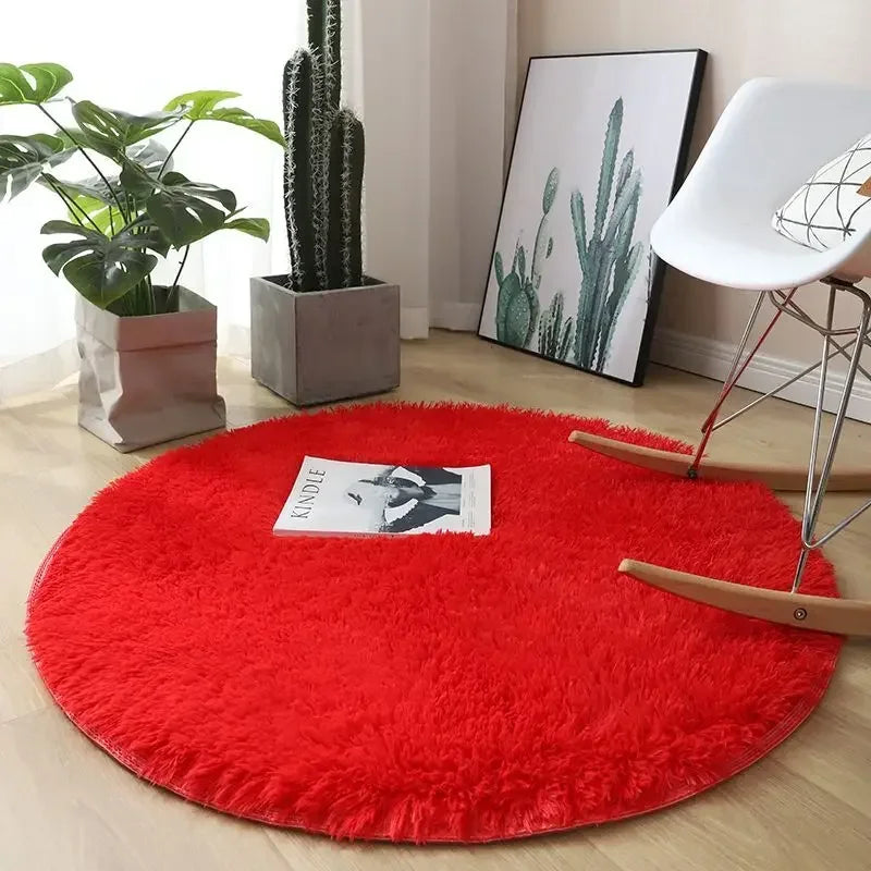 Living Room Rugs Aesthetic Bedroom Round Carpet Decoration Furry Comfort Carpet Home Decor Pink Foot Mat Area Rug 2023 New