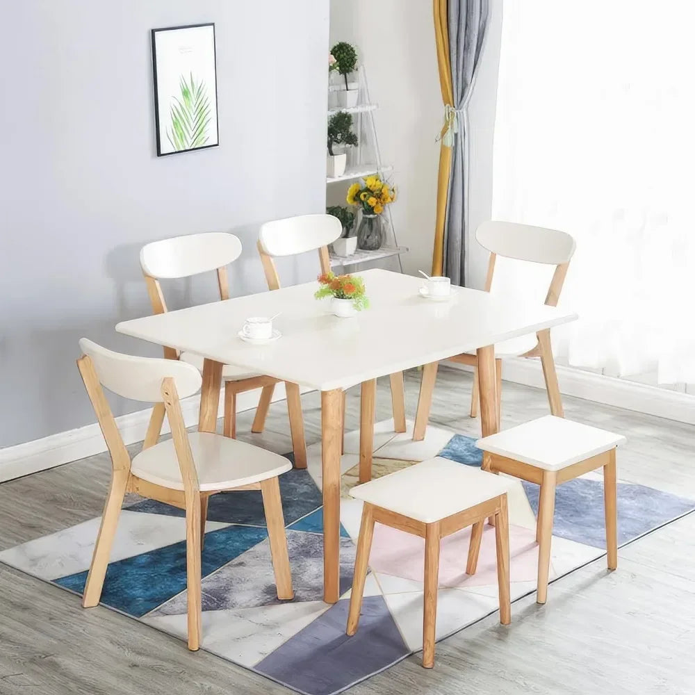 47" Multifunctional Wooden Foldable Dining Table with Thai Oak Legs, Modern Space Saving Kitchen Table for Living Room