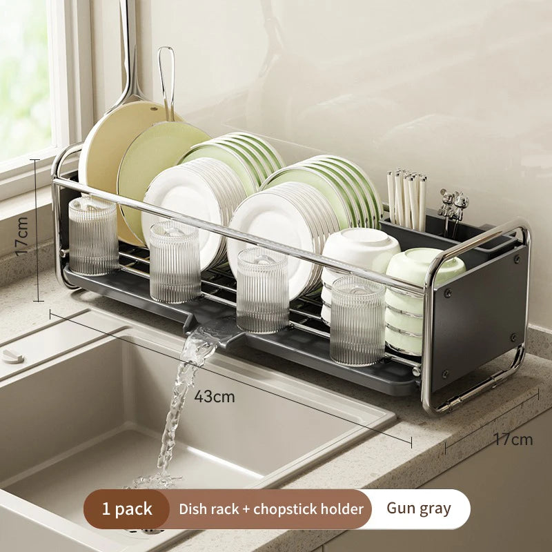 Multifunctional Kitchen Sink Next to The Bowl Drain Tray Rack Sink Storage Dishes Narrow Drying Dishes and Chopsticks Holder