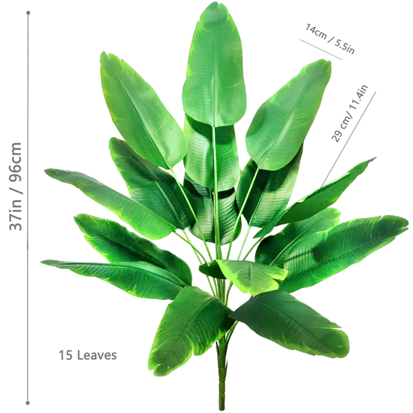 65-125cm 24 Leaf Large Tropical Palm Tree Fake Banana Plant Leaves Real Touch Strelitzia Reginae Plastic Plant for Home Garden