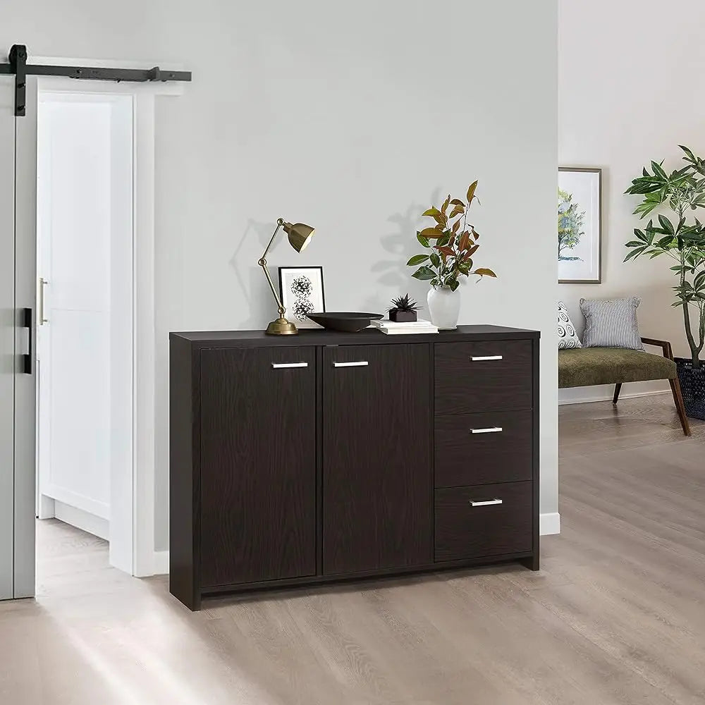 - Sideboard Buffet Storage Cabinet For Kitchen Dining Room Entryway, Oak Chocolate