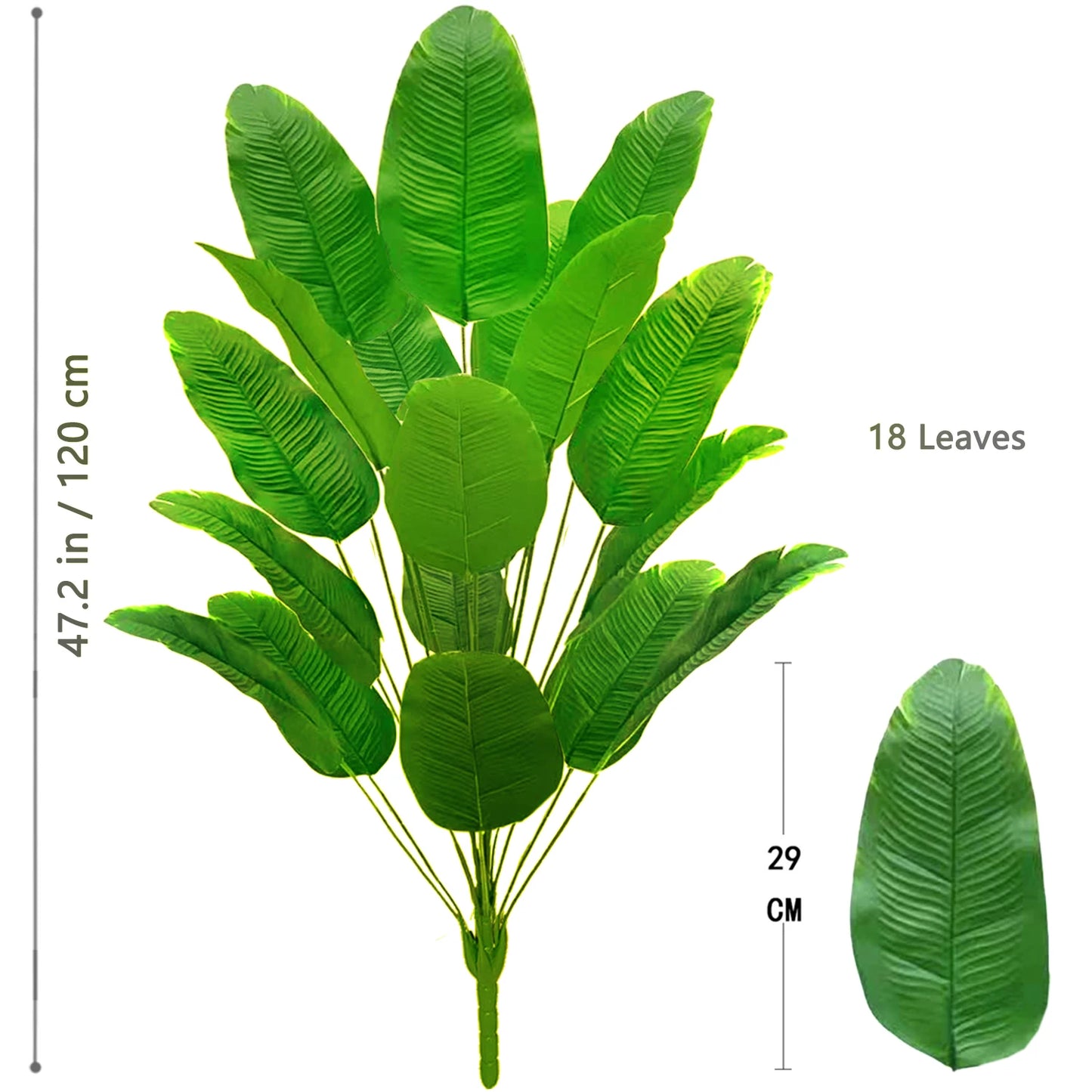 65-125cm 24 Leaf Large Tropical Palm Tree Fake Banana Plant Leaves Real Touch Strelitzia Reginae Plastic Plant for Home Garden