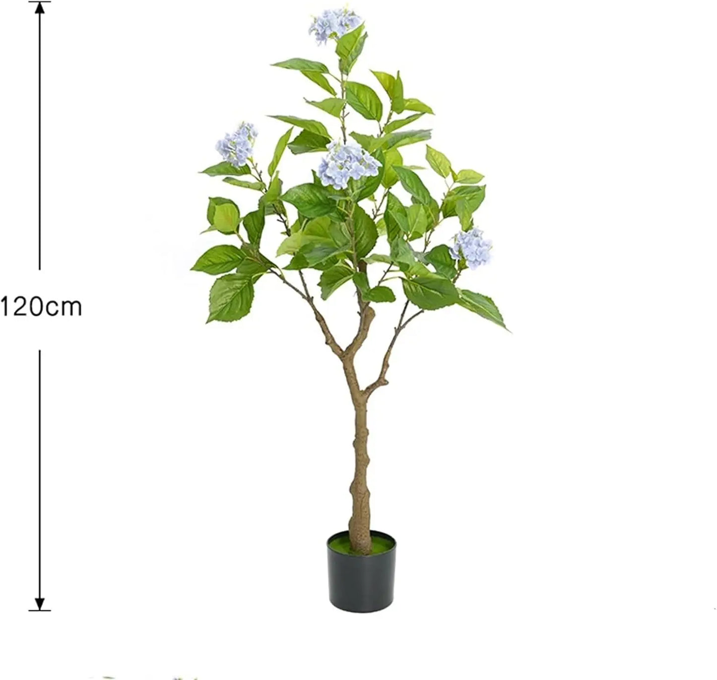 Artificial Hydrangea Tree 4ft Blue Flowers Fake Potted Decorative Hydrangea Flowers Tree, Modern Artificial Tree for Indoor Home