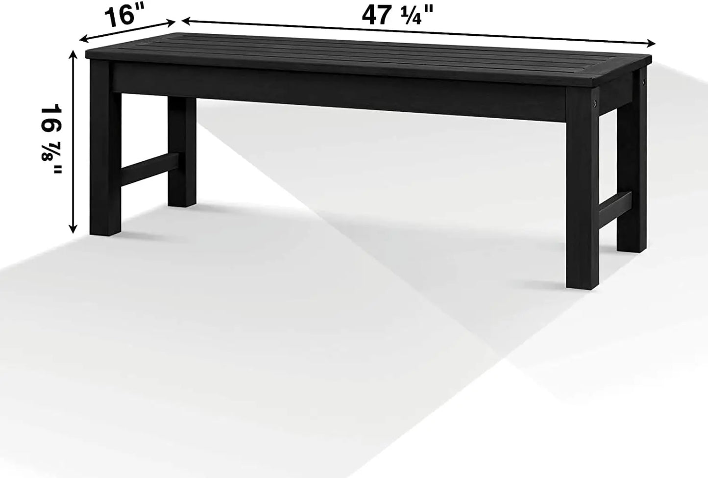 Knight Bench Set of 2, Two Person Outdoor Poly Lumber Patio Backless Bench, Weatherproof Garden Bench That Never Rot and