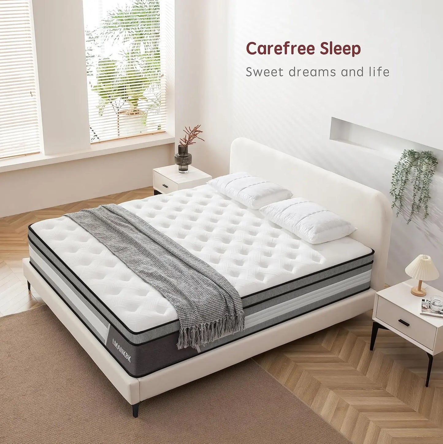 King Mattress, 12 Inch Innerspring Hybrid Mattress in a Box with Gel Memory Foam, Individually Wrapped Encased Coil Pocket Sprin