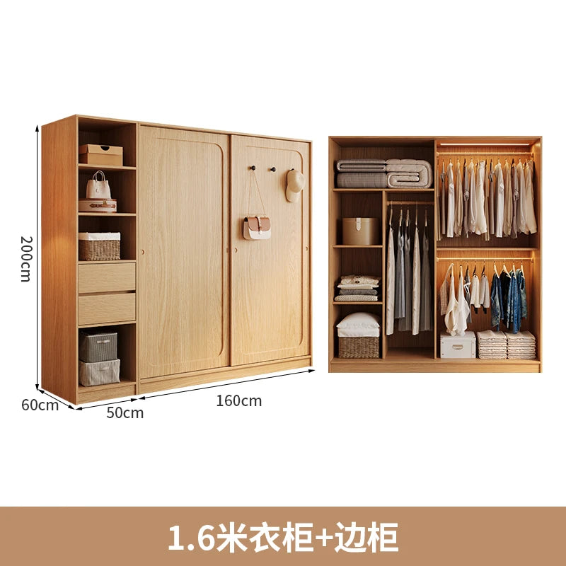 Automatic Light Wardrobe Essentials Stackable Sliding Door Organizer Closet Bedroom Storage Wooden Guarda Roupas Furniture Home