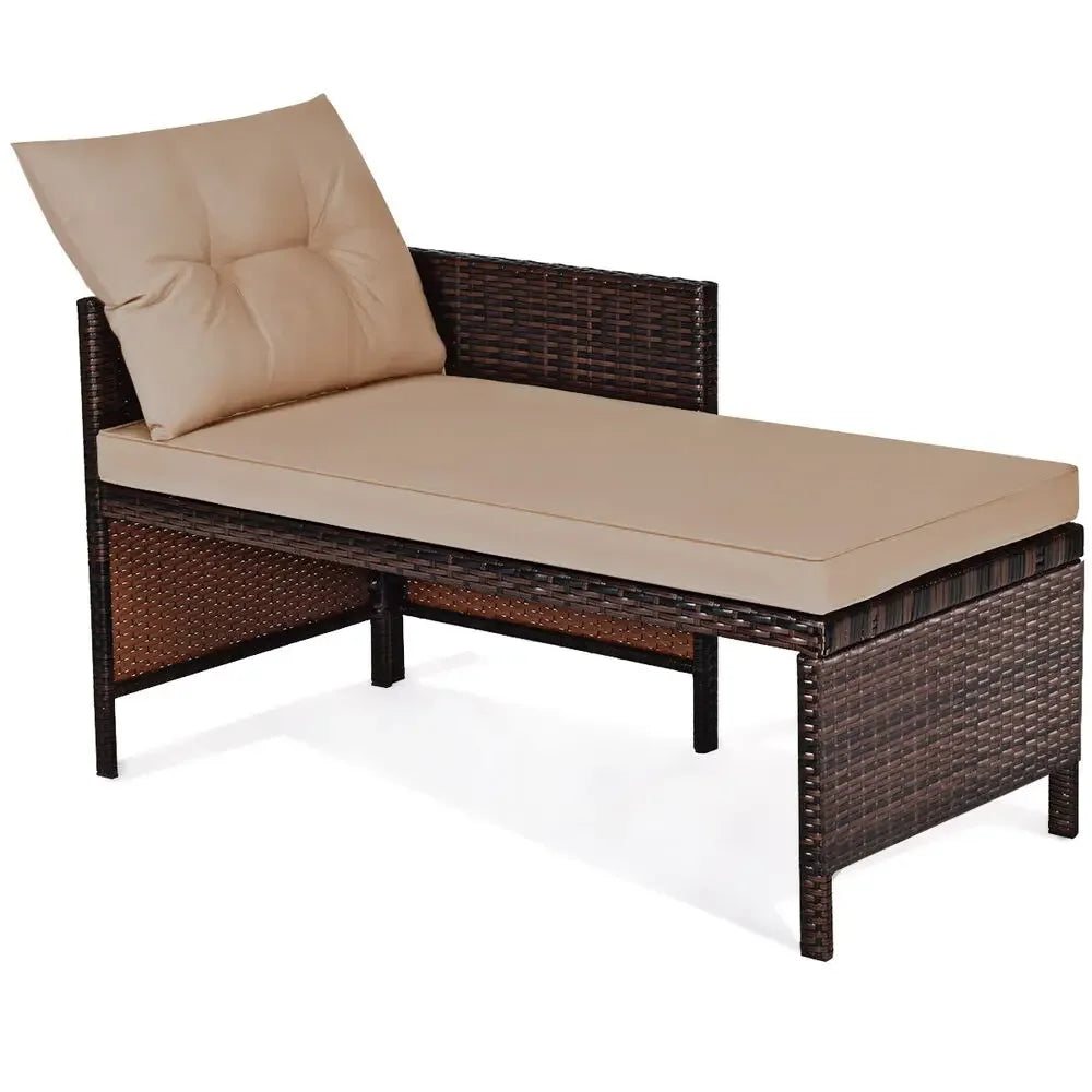 3 PCS Patio Wicker Rattan Sofa Set Sectional Conversation Furniture Set