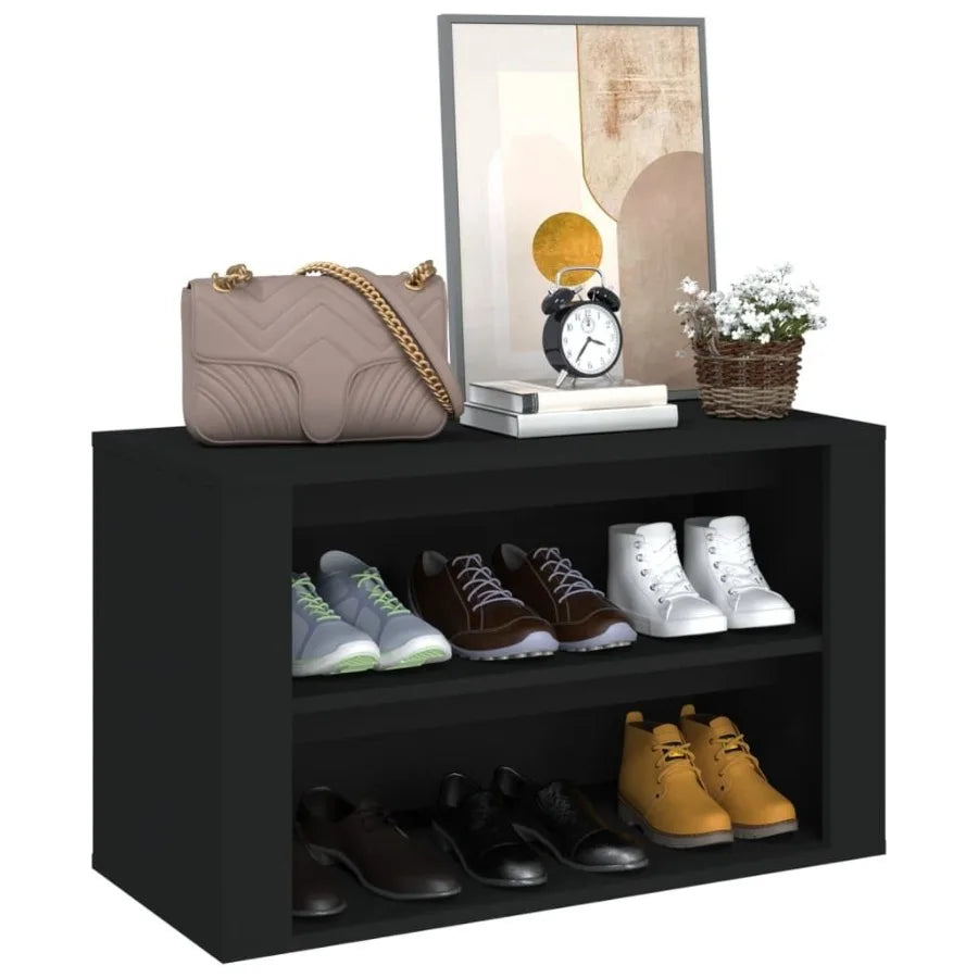 Shoe Rack Black 29.5x13.8x17.7 Engineered Wood