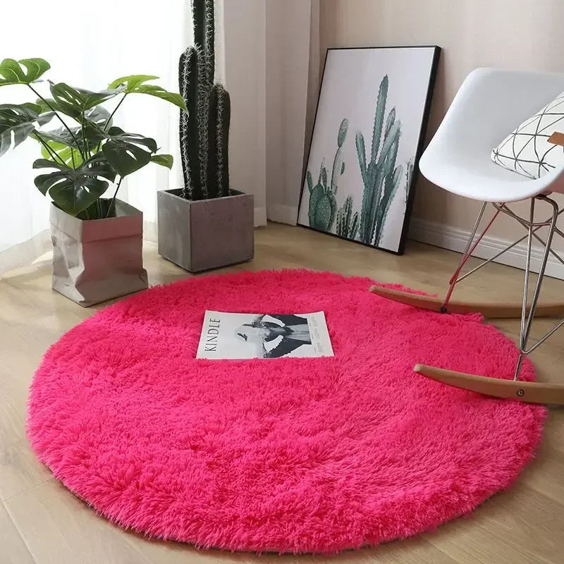 Living Room Rugs Aesthetic Bedroom Round Carpet Decoration Furry Comfort Carpet Home Decor Pink Foot Mat Area Rug 2023 New