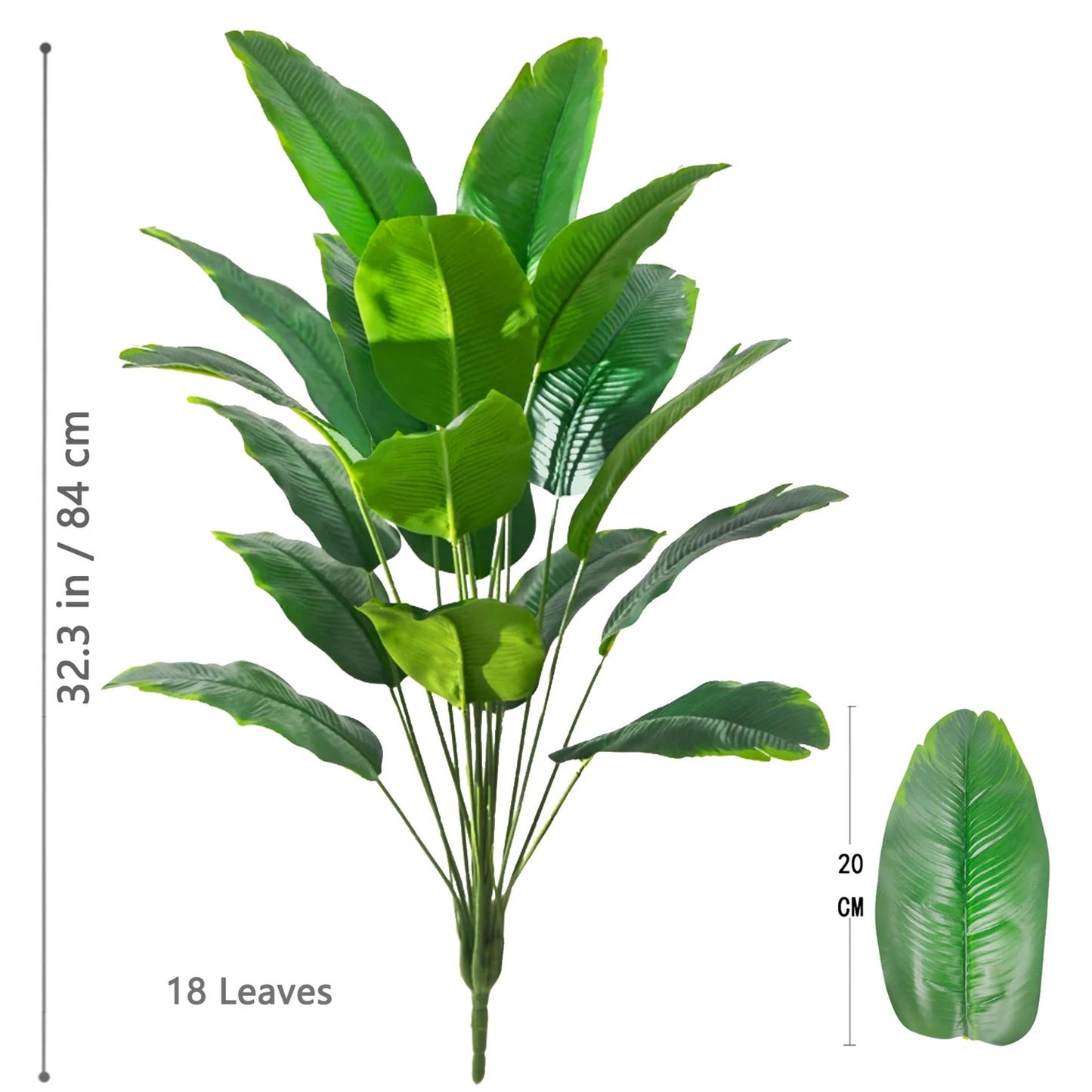 65-125cm 24 Leaf Large Tropical Palm Tree Fake Banana Plant Leaves Real Touch Strelitzia Reginae Plastic Plant for Home Garden