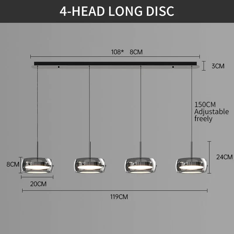 LED Modern Minimalist Dining Table Light Glass Restaurant Pendant Light, Single Head Three Head Restaurant Light Indoor Lighting