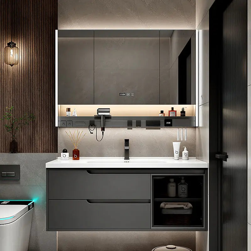 Modern Simple Bathroom Vanities Solid Wood Light Vanity Vanity Bathroom Vanities Partition Drawer Mobiletto Bagno Furniture
