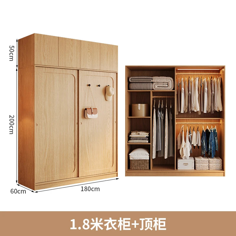 Automatic Light Wardrobe Essentials Stackable Sliding Door Organizer Closet Bedroom Storage Wooden Guarda Roupas Furniture Home