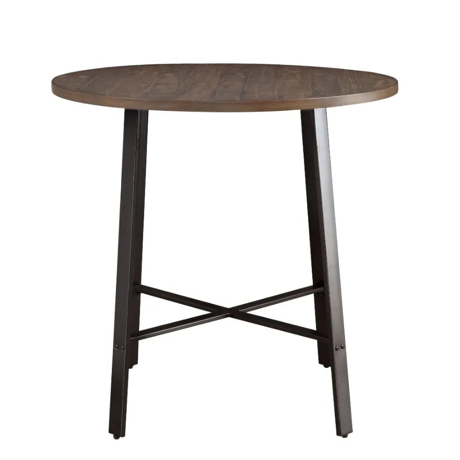 Rustic Industrial Style 5pc Counter Height Set Round Table and 4 Stools Gray Metal Finish Furniture